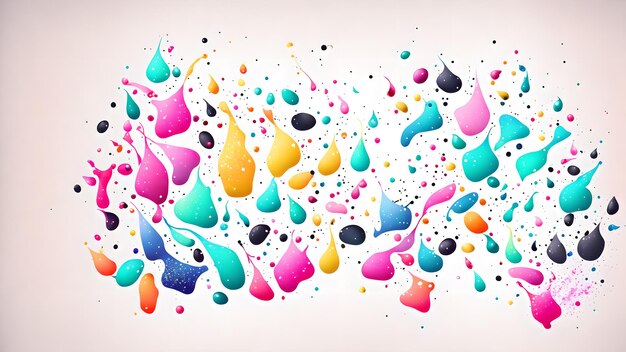 Confetti pieces shaped like ink drops with a blurred liquid background wallpaper