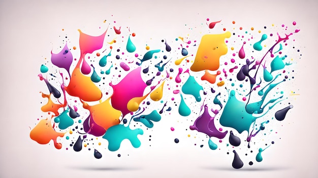 Confetti pieces shaped like ink drops with a blurred liquid background wallpaper