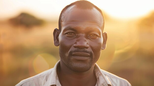 Confident African Man at Sunset Portrait of Strength and Resilience