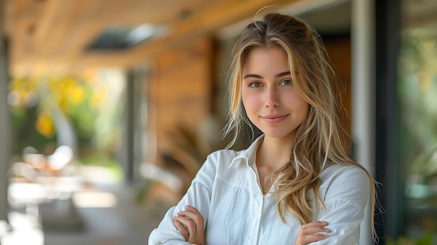 Confident American Real Estate Agent Outside Modern Home Ready to Assist Potential House Buyers