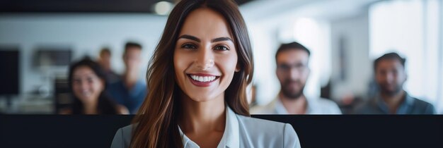 Photo confident business team in contemporary office