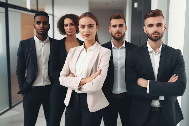 confident business team posing with its leader