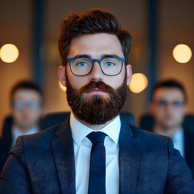 Confident businessman in a modern office setting