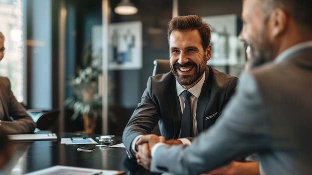 Photo confident businessman negotiating a crucial deal