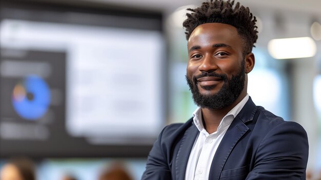 Confident Businessman in Office Presentation