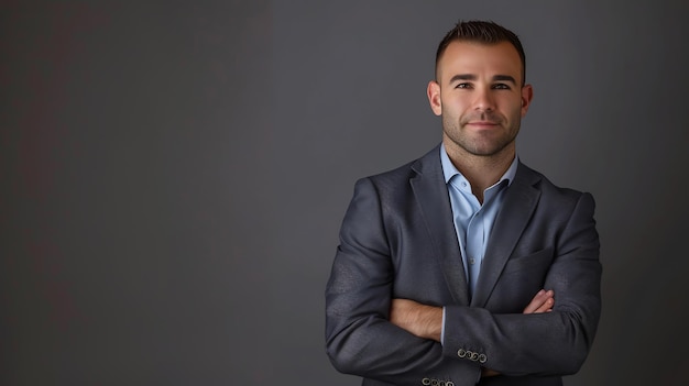 Confident businessman with arms crossed looking at camera