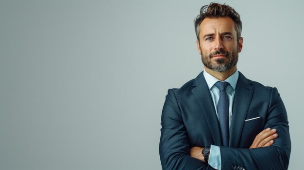 Photo confident businessman with crossed arms