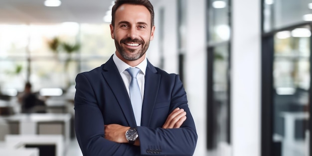 Confident businessman with crossed arms