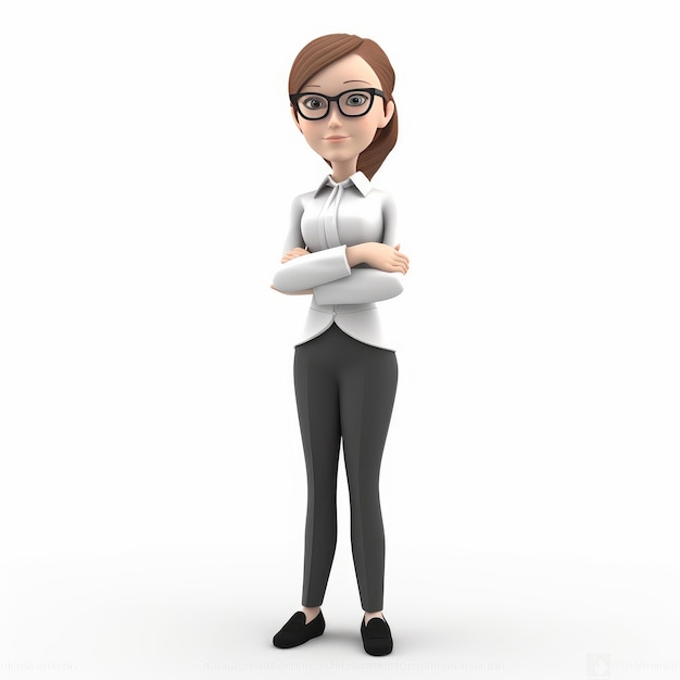 Confident Businesswoman 3D Girl on white background generative AI