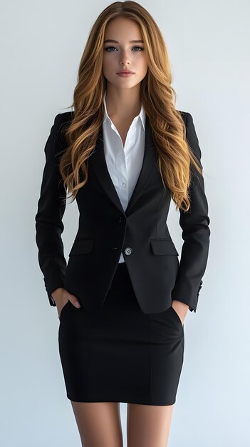 Photo confident businesswoman in modern office attire