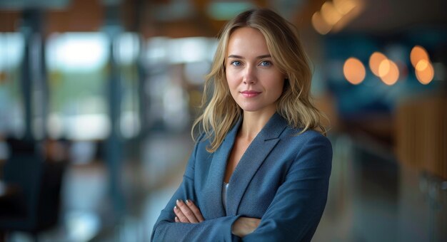 Confident Businesswoman Standing in Office Building