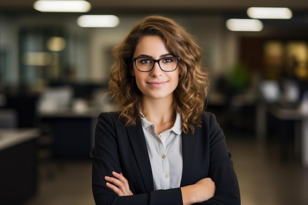 Confident Businesswoman with Idiosyncratic Charm Using Technology in Modern Office