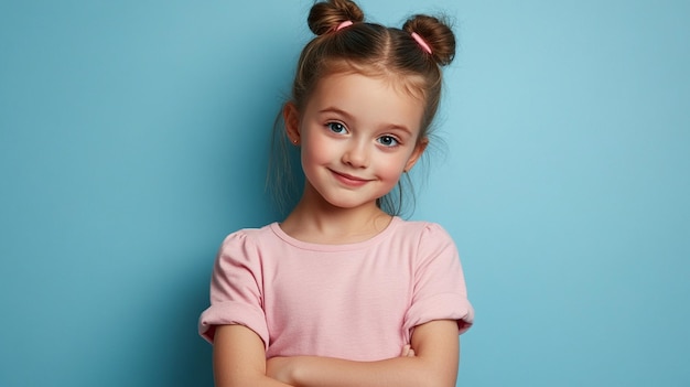 Photo confident caucasian little girl posing portrait