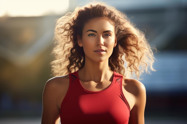 Confident female athlete ready for running