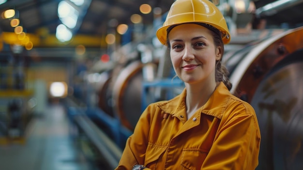 Confident Female Engineer in Factory