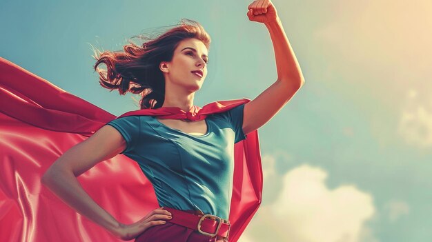 Confident Female Superhero in Action Empowerment Strength and Inspiration