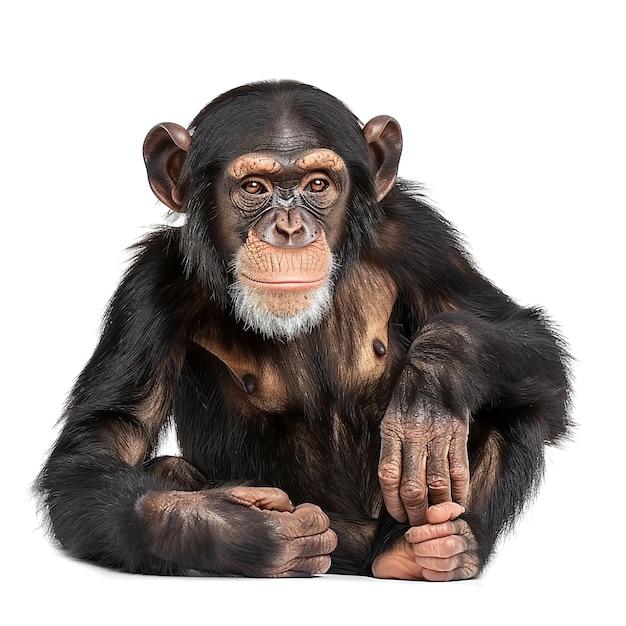 Confident Female Teacher Posing with Chimpanzee