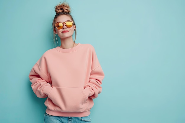 Photo confident girl with sweatshirt