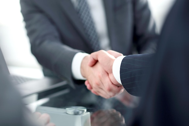 Confident handshake of business partners