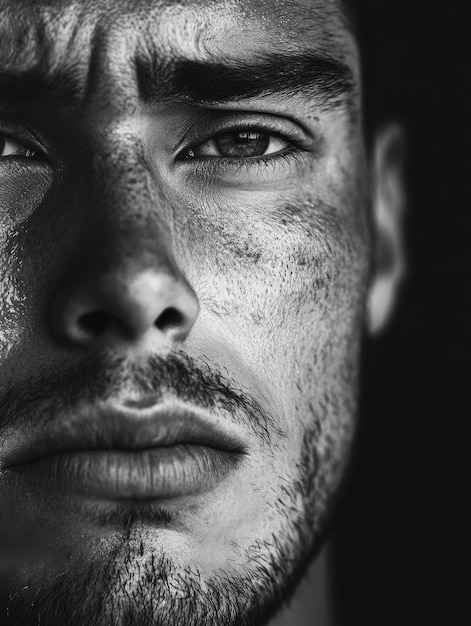 Photo confident male portrait in black white