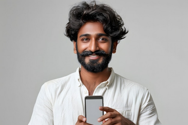 Confident Man Holding Smartphone Modern Communication and Connectivity