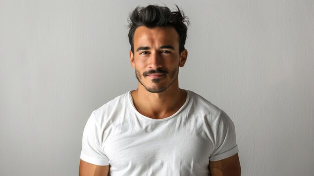 Confident Man Smiling in Casual White TShirt Lifestyle and Professional Portrait