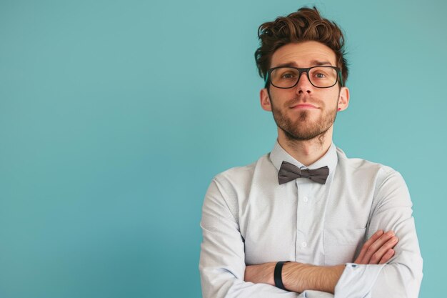 Photo confident man with bow tie