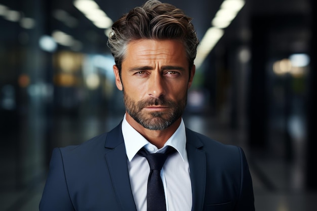 Confident mature businessman in stylish office successful ceo executive manager