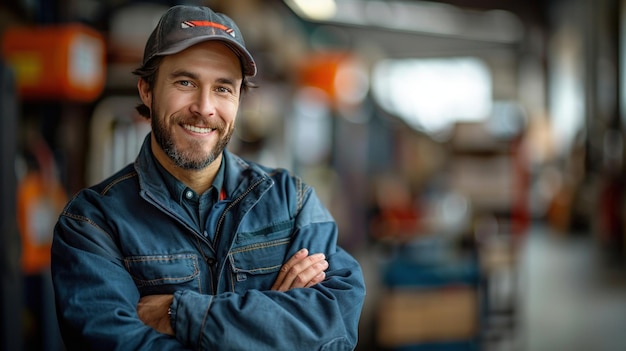 Confident Mechanic in His Workshop