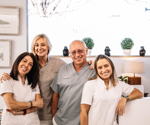 Confident medical team in clinic