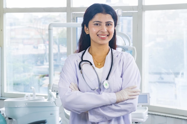 Confident Nepali Doctor Female Asian Standing in a Dental Hospital