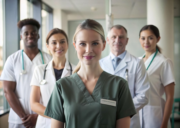 A confident nurse works with her colleagues ensuring seamless patient treatment and safety