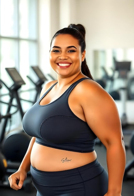 Confident PlusSized Woman Smiling in Gym