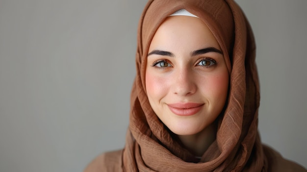 Confident and Serene Hijabi Woman with Warm Smile