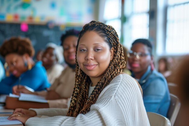 Confident Student in Classroom Setting