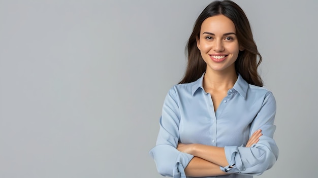 Confident and Stylish Female Executive Posing with Crossed Arms