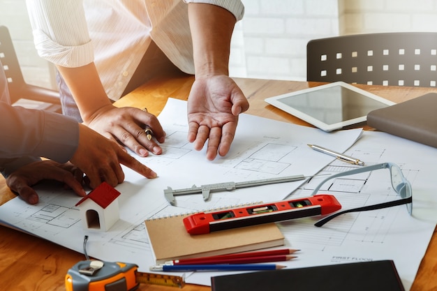 Confident team of architect working together in a office.