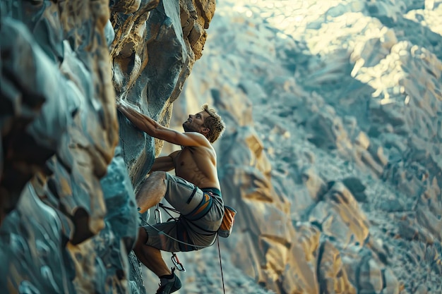 Confident Transgender Man Rock Climbing with Determination