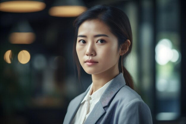 Confident woman office copy portrait business happy space formal asian businesswoman corporate Generative AI