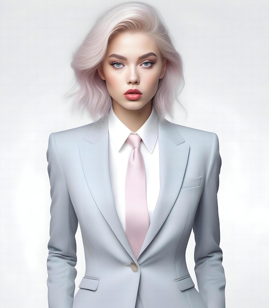 Confident woman wearing sexy business suit high quality portrait isolated on a background