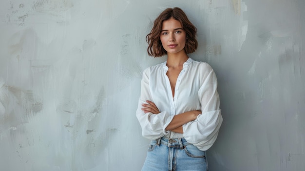 Photo a confident woman in white