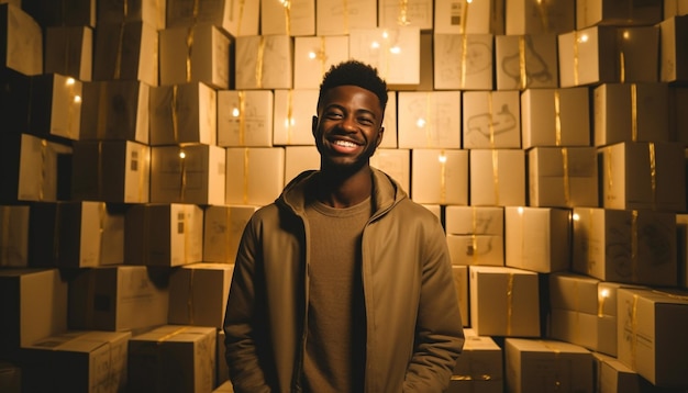 Confident young African businessman smiling at camera generated by AI