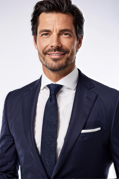 Photo confident young businessman smiling in corporate portrait