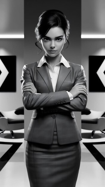 Confident young businesswoman with folded arms