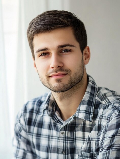 Confident Young Man in Casual Attire with Natural Light Portrait