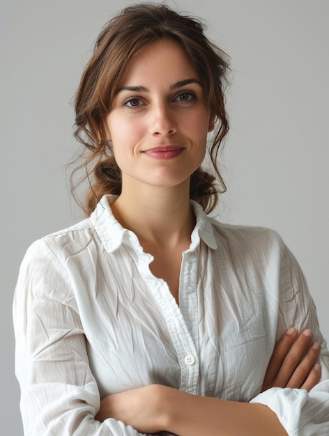 Confident Young Woman in Casual White Shirt Professional Portrait for Business and Lifestyle