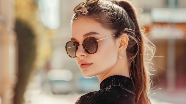 Confident young woman with sunglasses in the street