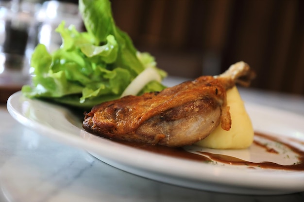 Confit de canard , Duck confit with vegetable