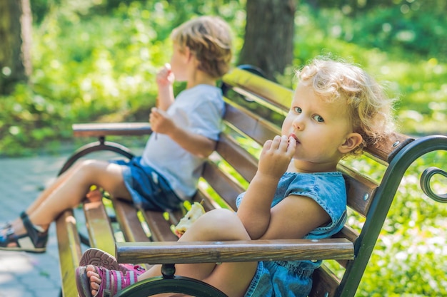 Conflict on the playground, resentment, Boy and girl quarrel.