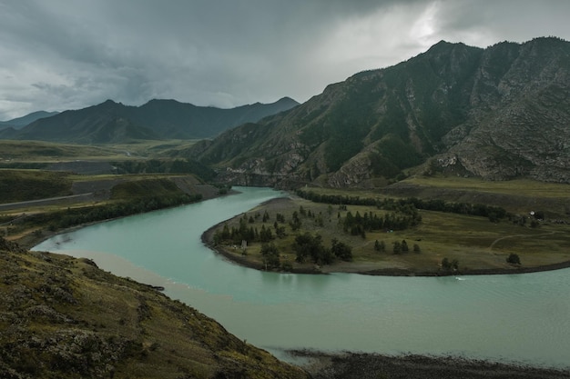 The confluence of the Chuya and Katun rivers in the Altai Mountains